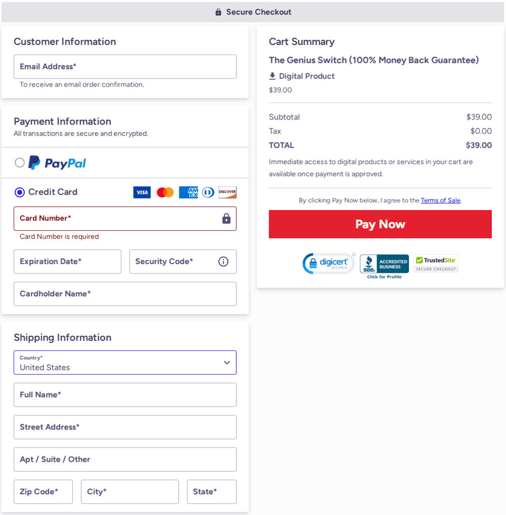The Genius Switch Checkout